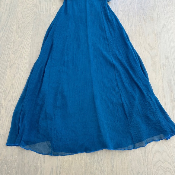 Hutch Rumi Open Tie Back Ruffle Maxi Dress Gown Blue Chiffon - Size XS - Picture 5 of 11